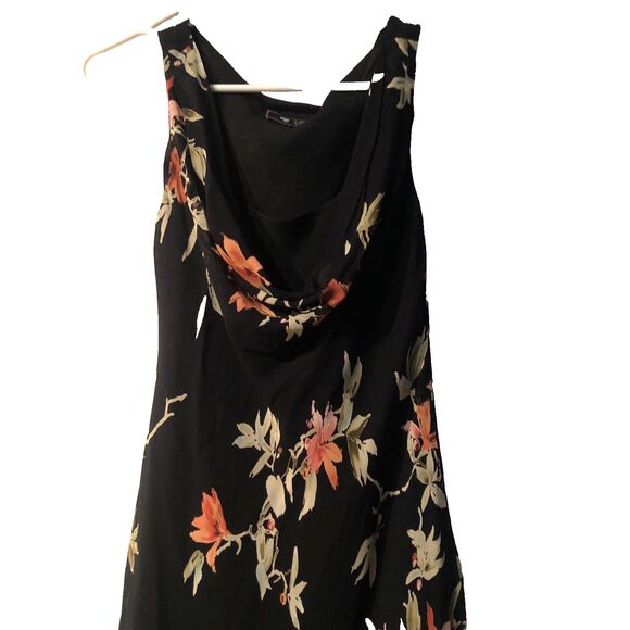 Vintage Lily Slip Dress PS Black Floral Artsy Fairy Lined Knee Length Whimsigoth - Picture 7 of 8